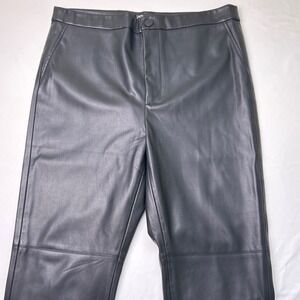 ZARA Women High Rise Skinny Leg Black Faux Leather Pants Size XXL Streetwear